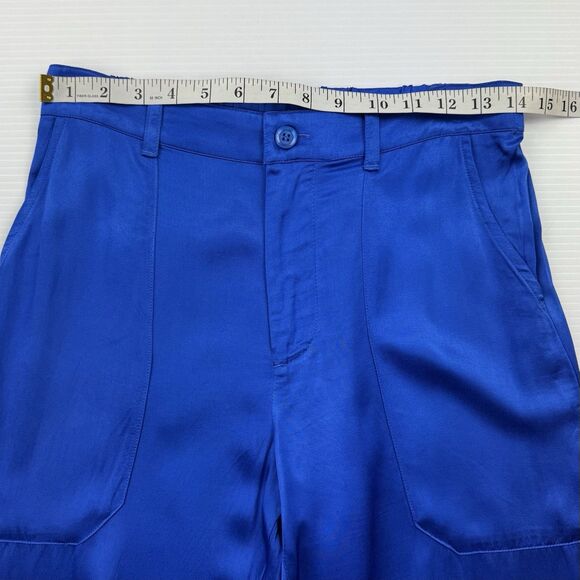 YFB Young Fabulous & Broke Satin Cargo Pants Blue Rayon Blend Women’s Small - Picture 7 of 10